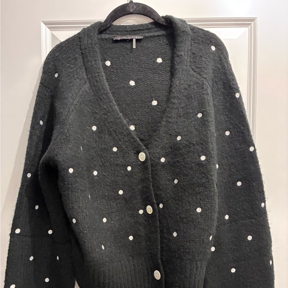English Factory Black and White Polka Dot Cardigan